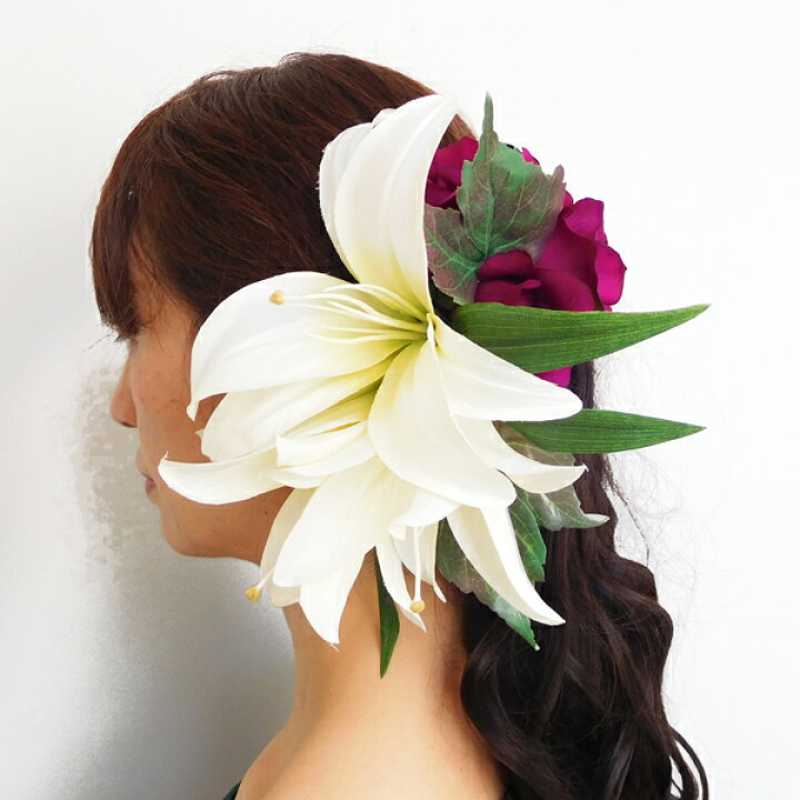 フラダンス衣装 髪飾り プルメリア 花飾り ヘアクリップ レイ イベント アレンジ Kc 018 アイボリー ボルドー お買い得品