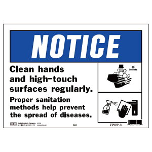 HY-KO 10x14vX`bNTCyNOTICE CLEAN HANDSz HY-5830