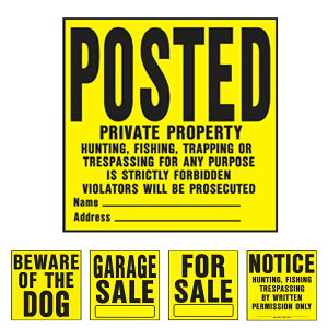 HY-KO 11x11C` HeavyDutyvX`bNTC 28×28cm yPOSTED PRIVATE PROPERTYz yNOTICE HUNTING- FISHINGz yFOR SALEz yGARAGE SALEz yBEWARE OF DOGz vX`bNŔ@W HY-YP