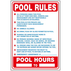 HY-KO 20x28�v���X�`�b�N�T�C���yPOOL RULES (CALIFORNIA)�z HY-20411