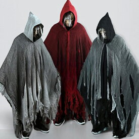 ハロウィン 衣装 マント フード付 ロング 単品 ビリビリ ゾンビ お化け屋敷 コスプレ ドラキュラ ギザギザ コスチューム 仮装 悪魔 レディース メンズ 大人 死神 舞台 イベント 帽子付き 吸血鬼 不気味 文化祭 学園祭 学校 Halloween 大きいサイズ 黒 赤 茶 ブラック
