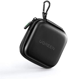 UGREEN イヤホンケース ケーブルカバー ミニボックス 内側ネットポケット付き 充電アダプタ USBメモリ Airpods Bose SD TFカード 鍵など対応 ブラック