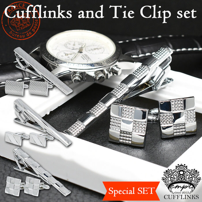 オープニング メンズアクセサリ― フラグシルバーカフスボタンタイクリップセットire flag silver cufflinks tie clip  engraved gift set