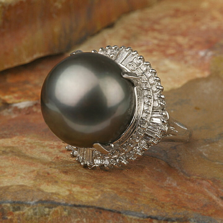 楽天市場】ブラックパール リング 16mm Pt900 黒真珠 タヒチ産 超大粒  