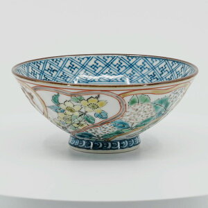 ご飯茶碗 飯碗 京焼 清水焼 陶器製 日本製 器 高級 プレゼント 人気 和食器 ご飯茶碗(大) 1客 紙箱 ブルー丸紋四季草花