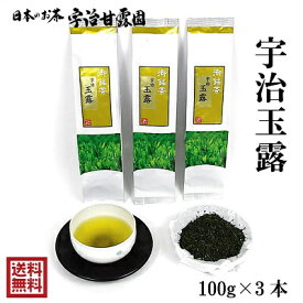 宇治玉露 100g×3本 送料無料 無添加 国産 お茶 緑茶 玉露 煎茶 茶葉 日本茶 宇治茶 宇治煎茶 カテキン 京都府産 宇治田原町産 御歳暮 御年始 敬老の日 メール便