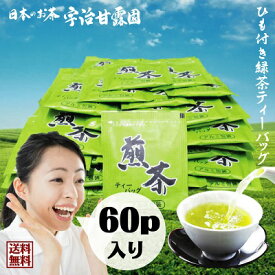 【2包おまけ】 緑茶 ティーバッグ 2g×60包 送料無料 業務用 一煎パック パック ひも付き ティーパック 個包装 国産 お茶 日本茶 煎茶 お徳用 ホテル 旅館 民宿 客室用茶 施設 病院 メール便