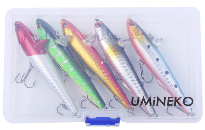 楽天市場 送料無料 Umineko ローリング ベイトアクション シンキング ミノー セット 90mm 24g バイブレーション ジグ ジグミノー シーバス ルアー 釣り スズキ メバル カンパチ イナダ ブリ ソルトウォーター プラグ デイ ナイト レッドヘッド アカキン ブルー ブラック