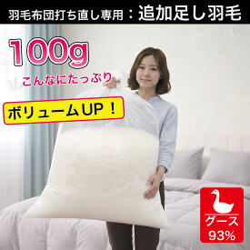 羽毛布団 打ち直し 追加 足し羽毛 ホワイトグース93% 100g リフォーム