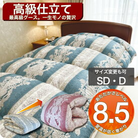 羽毛布団 打ち直し セミダブル 綿100％側生地 保温性に優れた構造 冬用 布団リフォーム クリーニング 丸洗 羽毛掛ふとん 羽毛ふとん 当社オリジナル 80番手サテン グース93％足し羽毛200g ダブル 工場直販 2枚を1枚に
