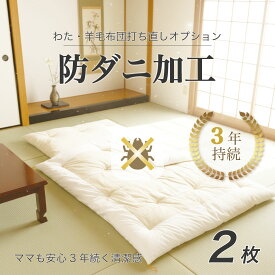 わた 羊毛 布団 打ち直し 2枚セット 掛 敷【月間優良ショップ】防ダニ加工 大人気 オプション