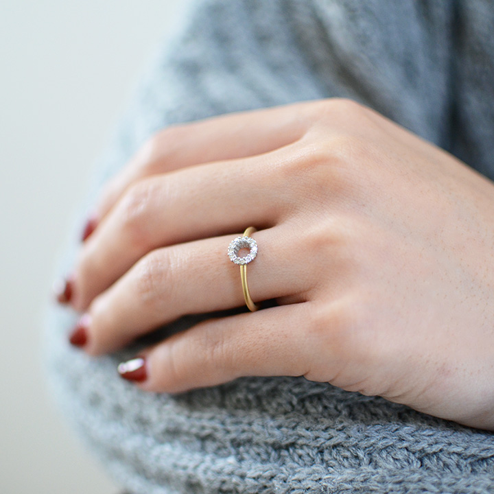 指輪 一粒 スター ヘッド ブラックダイアモンド 4月の誕生石 K18ピンク