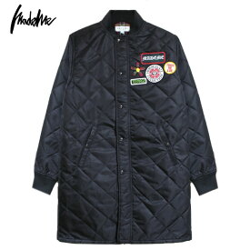 [最大90%OFF SALE] MADEME (メイドミー) QUILTED FLIGHT SATIN BOMBER (BLACK) [ボンバージャケット アウター キルティング ロング ロゴ ブランド メンズ レディース ユニセックス] [ブラック]