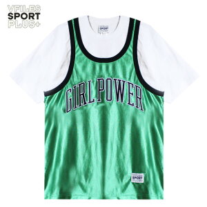 VFILES SPORT PLUS | GIRL POWER JERSEY COMBO TEE (GREEN/BLACK) T�V���c ���b�V���W���[�W �Q�[���V���c ���C���[�h ���S �O���t�B�b�N �g�b�v�X �O���[�� �u���b�N