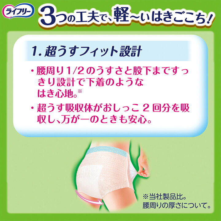 楽天市場】【ライフリー 超うす型下着感覚パンツ 2回 L 32枚×3袋 