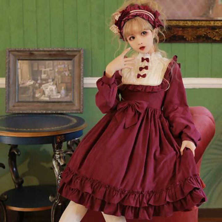 楽天市場 ワンピース ロリータ ロリータワンピース 甘ロリ カジュロリ レディース レース キュート 可愛い プリンセス ロリータ風ワンピ クラシカル ミディアム丈 膝上 長袖 夢かわ Urubei 楽天市場店