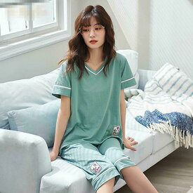 部屋着 韓国 パジャマ レディース セットアップ 夏 女の子 半袖 ルームウェア 可愛い ワンピース 花柄 Roomwear