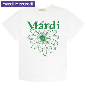 マルディメクルディ Mardi Mercredi Tシャツ TSHIRT FLOWERMARDI WHITE GREEN 半袖 レディース 韓国 ファッション アパレル