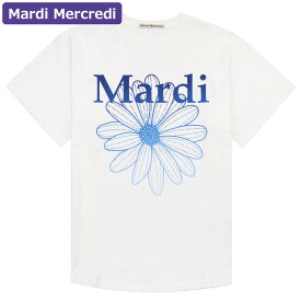 マルディメクルディ Mardi Mercredi Tシャツ TSHIRT FLOWERMARDI GRADATION WHITE BLUE 半袖 レディース 韓国 ファッション アパレル