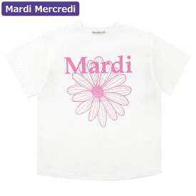 マルディメクルディ Mardi Mercredi Tシャツ TSHIRT FLOWERMARDI WHITE PINK 半袖 レディース 韓国 ファッション アパレル