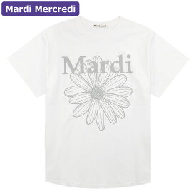 マルディメクルディ Mardi Mercredi Tシャツ TSHIRT FLOWERMARDI WHITE LIGHTGREY 半袖 レディース 韓国 ファッション アパレル
