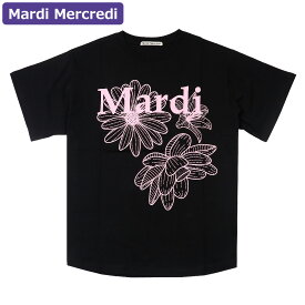 マルディメクルディ Mardi Mercredi Tシャツ TSHIRT TRIPLE FLOWER BLACK PINK 半袖 レディース 韓国 ファッション アパレル