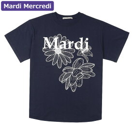 マルディメクルディ Mardi Mercredi Tシャツ TSHIRT TRIPLE FLOWER NAVY WHITE 半袖 レディース 韓国 ファッション アパレル