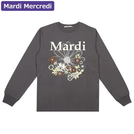 マルディメクルディ Mardi Mercredi Tシャツ TSHIRT LONG SLEEVE FLOWERMARDI JARDIN CHARCOAL IVORY ロンT 長袖Tシャツ ロングTシャツ ロングスリーブTシャツ 長袖カットソー レディース 韓国 ファッション アパレル