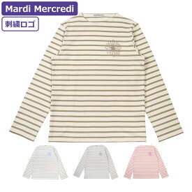 マルディメクルディ Mardi Mercredi Tシャツ TSHIRT LONG SLEEVE STRIPE 長袖 レディース 韓国 ファッション アパレル 刺繍ロゴ
