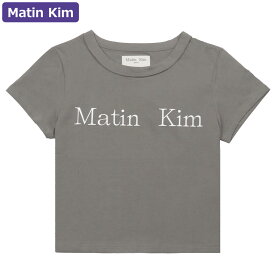 マーティンキム Matin Kim Tシャツ LOGO CROP TOP CHARCOAL 半袖 レディース 韓国 ファッション アパレル