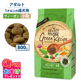 10%OFF クーポン ポイント10倍 おまけ付き セレクトバランス グリーンレシピ ヴィーガン 小粒 800g ドッグフード 成犬 栄養 栄養食 低脂肪 低カロリー 健康 ミートフリー 犬 ヘルシー ドッグ フード