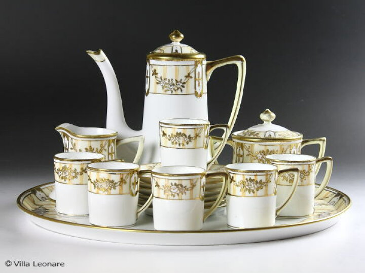 オールドノリタケ金彩盛コーヒーカップ&ソーサーセッハンドペイン 