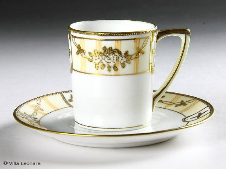 オールドノリタケ金彩盛コーヒーカップ&ソーサーセッハンドペイン 