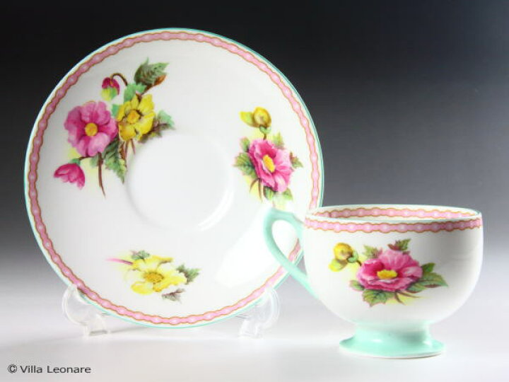 楽天市場】【シェリー】ミントグリーン＆2色の花模様 カップ 
