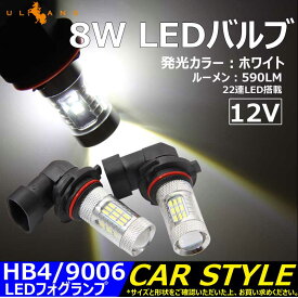 8W LEDバルブ HB4/9006 LEDフォグランプ 590LM 12V 2個 白/ホワイト エピスター 22連LED搭載