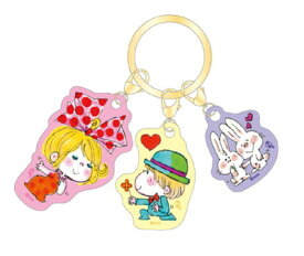 【全品　送料無料！】　ADO MIZUMORI　水森亜土　3チャームキーホルダーリボン　あどちゃん　あど　イラスト　画家　キーホルダー　キーリング　チャーム　鍵　雑貨　グッズ　かわいい