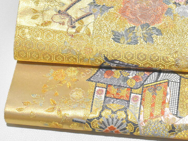 西軍高級☆佐賀つづれ織☆未使用の帯リバーシブル⭐︎シルバーゴールド 