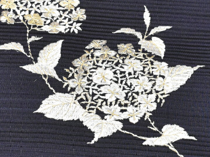 楽天市場】夏帯！手織り 絽綴れ帯 刺繍八寸名古屋帯 濃紺地【お仕立代  