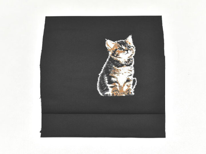 楽天市場】＜可愛らしい＞西陣織 大光謹製 黒地 ねこ柄 正絹 九寸  