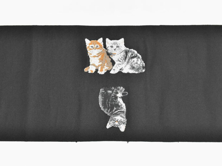 楽天市場】＜可愛らしい＞西陣織 大光謹製 黒地 ねこ柄 正絹 九寸  