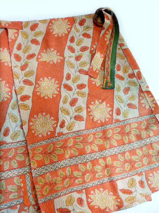 楽天市場】カンタ刺繍 スカート リバーシブルラップスカート インドの 