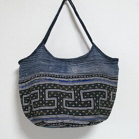 モン族 手刺繍 グラニーバッグ 12 大きめアジアンエスニックバッグ テ刺しゅう 藍染 トートバッグ ショルダーバッグ