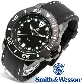 スミス＆ウェッソン Smith & Wesson 正規品 ミリタリーウォッチ 腕時計 メンズ SCOUT WATCH WHITE/BLACK SWW-582-WH デイトカレンダー 日付 ウレタンベルト ビッグフェイス 雑誌掲載ブランド 男性用 時計 ブラック ホワイト 送料無料