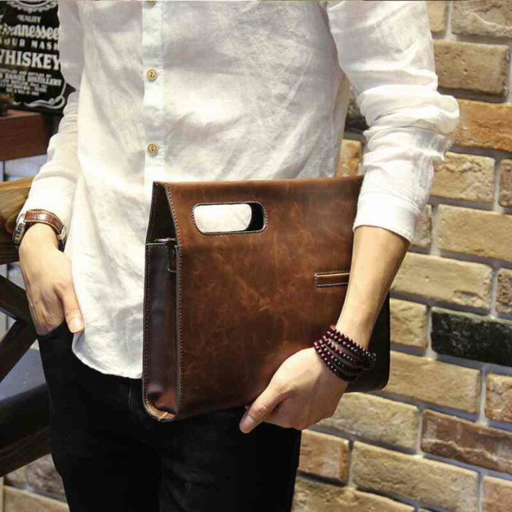 ISETAN ブラウンレザー クラッチバッグ チャーリーバイス A4サイズ かたす