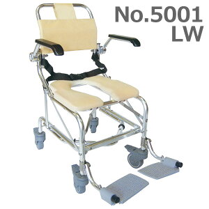 【睦三】在宅用アルミシャワーキャリーLW 4輪キャスター仕様 / No.5001 ※送料実費【メーカー直送】※返品・交換不可※代引不可※【介護用品】お風呂/シャワーキャリー/入浴/車イス/椅子【通