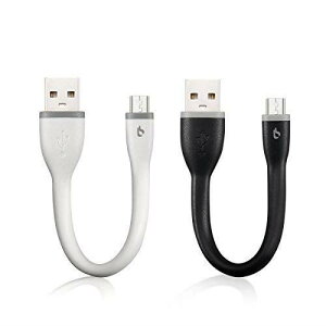 BigBlue 15cm 2本 Micro USB ケーブル 2.0A アンドロイド充電 短い マイクロusbケーブル データ転送 Sony Samsung 富士通 Motorola Sharp Nokia 京セラ Huawei Blackberry など Android スマートフォン対応 白+黒