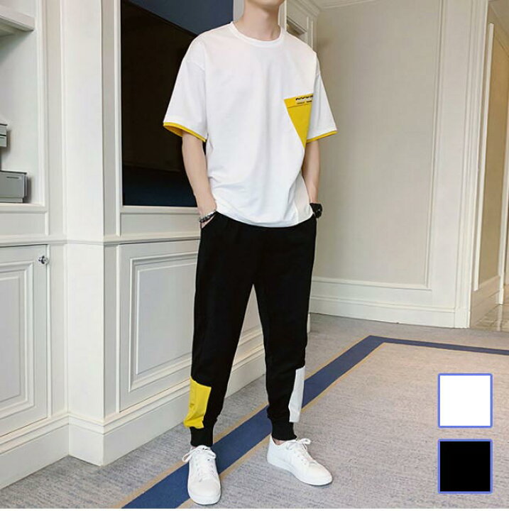 楽天市場 上下セット メンズ ジャージ上下 ジャージ 半袖tシャツ パンツ メンズファッション ルームウェア 夏服 Winファッション