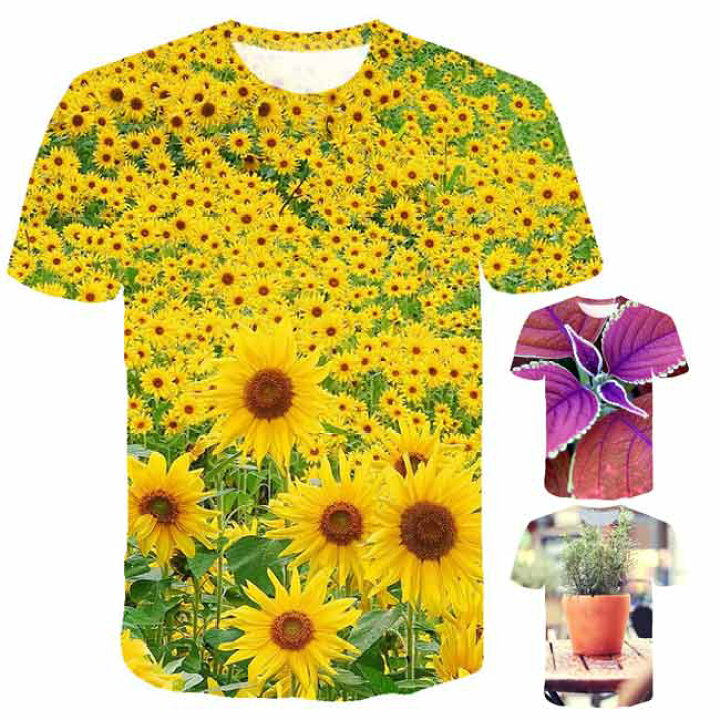 半袖 Tシャツ メンズ プリント 向日葵 ひまわり メンズ Tシャツ カットソー アメカジ ストリート WINファッション