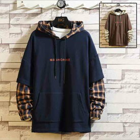 楽天市場 重ね着風 メンズ パーカー 長さ 袖 長袖 の通販