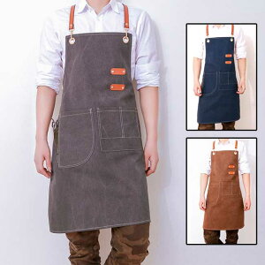 制服 エプロン デニム レディース メンズ 業務用 ワーク 家庭用 作業 無地 首掛け カフェ シンプル DIY ガーデニング